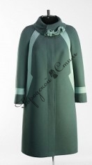 Пальто женское комбинированое с круглым воротником