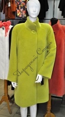 Женское пальто  демисезонное прямое, стойка, из альпаки